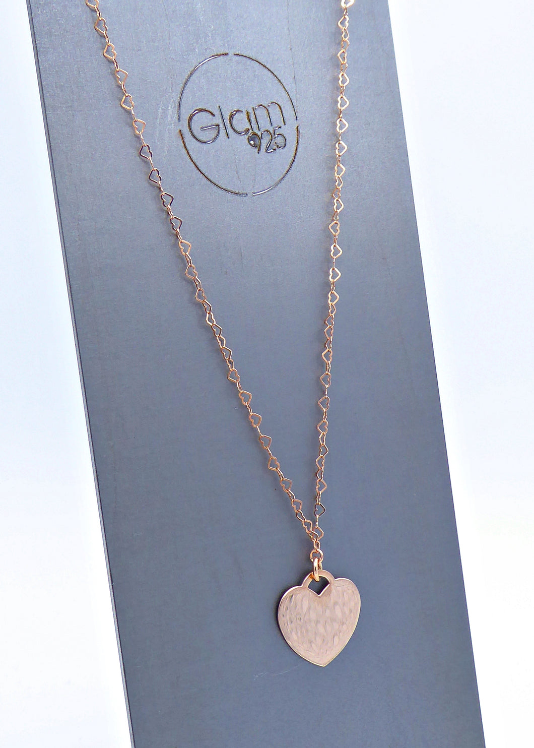 Collana maglia cuoricini con cuore maxi      Ref. PE 923