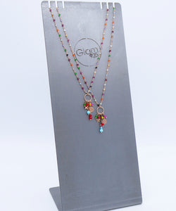 Collana incatenato con cascata di pietre multicolore  Ref. PE 458/INC